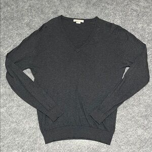 John Smedley Dark Gray V-Neck Sweater Sea Island Cotton